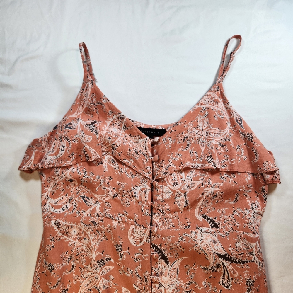 Sanctuary Isabella Maxi Dress | Size M | Peach Pink Floral Paisley Button-Front - Picture 7 of 13